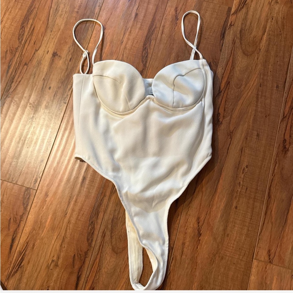 House of CB White Bodysuit with Structured Bustier